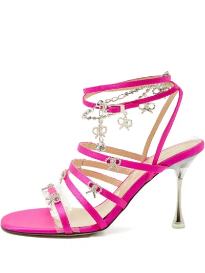 Pre-owned Mach&mach Camille Crystal-bow Sandals In Pink