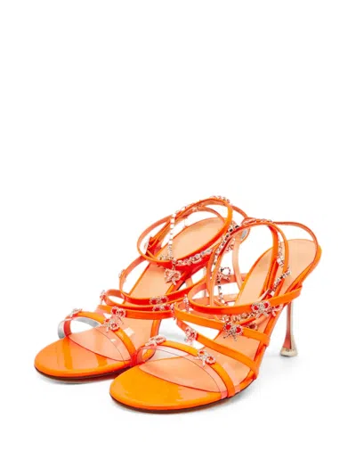 Pre-owned Mach&mach Camille Crystal-embellished Sandals In Orange
