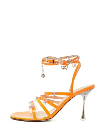 Pre-owned Mach&mach Camille Leather Sandals In Orange