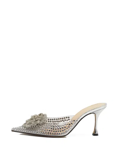 Pre-owned Mach&mach Carrie Crystal-embellished Mules In Silver