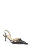 Mach&mach Crystalized Corset 65 Leather Slingback Pumps In Black