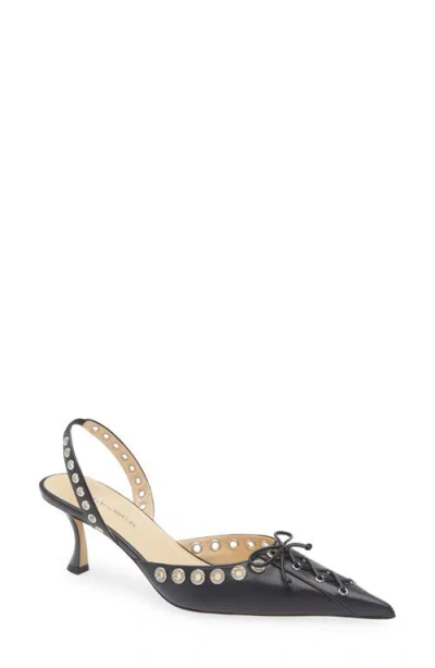 MACH&MACH MACH & MACH CORSET CRYSTAL EMBELLISHED POINTED TOE SLINGBACK PUMP