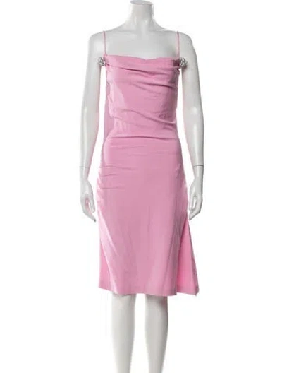 Pre-owned Mach&mach Cowl Neck Midi Length Dress In Pink
