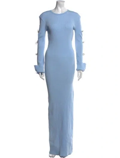 Pre-owned Mach&mach Crew Neck Long Dress In Blue
