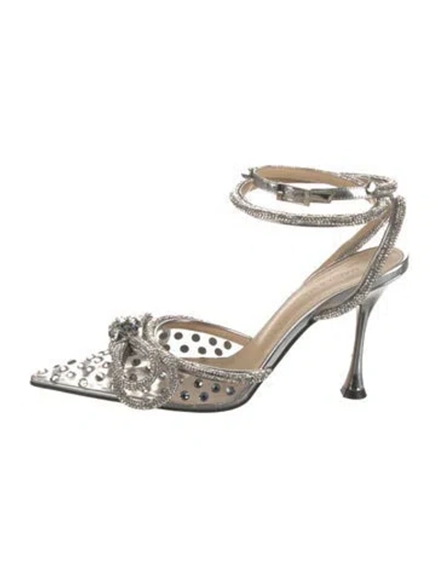 Pre-owned Mach&mach Crystal Bow Accents D'orsay Pumps In Silver