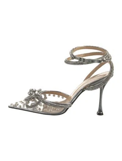 Pre-owned Mach&mach Crystal Bow Accents D'orsay Pumps In Silver