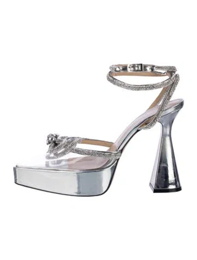 Pre-owned Mach&mach Crystal Bow Accents Pumps In Metallic