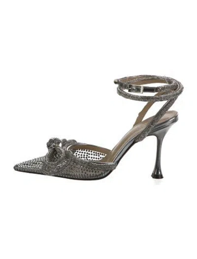 Pre-owned Mach&mach Crystal Bow Accents Slingback Pumps