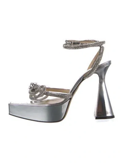 Pre-owned Mach&mach Crystal Crystal Embellishments Slingback Pumps In Silver