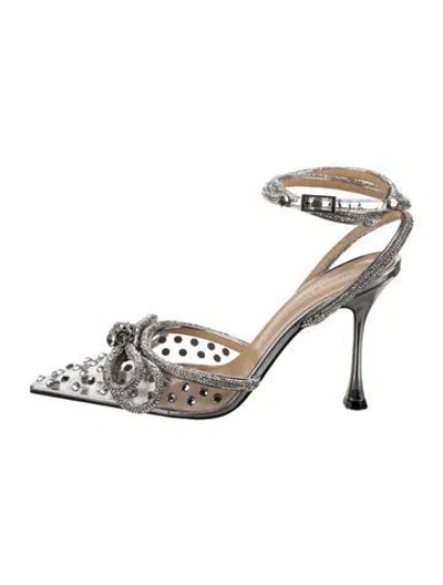 Pre-owned Mach&mach Crystal Crystal Embellishments Slingback Pumps In Transparent