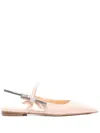 Mach&mach Crystal Cube Slingback Flats 10mm In Neutral