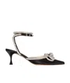 Mach&mach 65 Double-bow Crystal-embellished Satin Pumps In Black