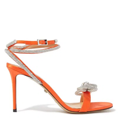 Mach&mach Crystal-embellished Bow 95mm Satin Mules In Orange