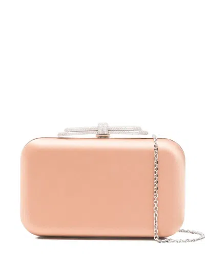 Mach&mach Crystal-embellished Bow Clutch In Neutral