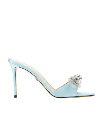 Mach&mach Crystal-embellished Bow-detail Mules In Blue