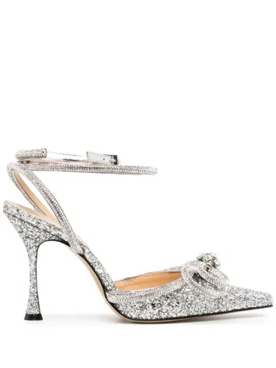 Mach&mach Crystal-embellished Bow Pumps In Silver