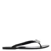 Mach&mach Crystal Embellished Double Heart Thong Flip Flops In Black