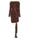 Mach&mach Crystal-embellished Draped Dress In Brown