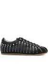 Mach&mach Crystal-embellished Lace-up Sneakers In Black