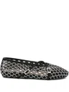 Mach&mach Crystal-embellished Lattice Ballet Flats In Black