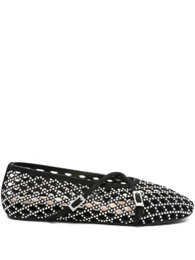 Mach&mach Crystal-embellished Lattice Ballet Flats In Black
