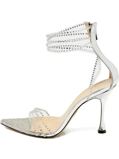 Pre-owned Mach&mach Crystal-embellished Pointed Sandals In White