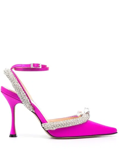 Mach&mach Mach & Mach Crystal-embellished Satin Slingback Pumps