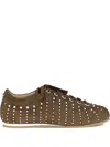 Mach&mach Crystal-embellished Suede Sneakers In Brown