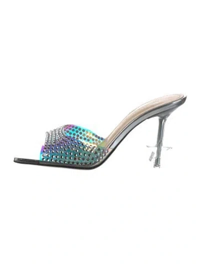 Pre-owned Mach&mach Crystal Embellishments Slides In Silver