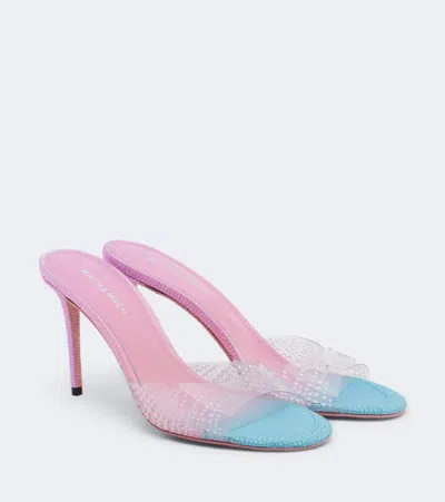Mach&mach Crystal Flame Embellished Pvc Mules In Pink