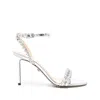 Mach&mach Silver-tone Audrey 95 Crystal-embellished Sandals In Gray