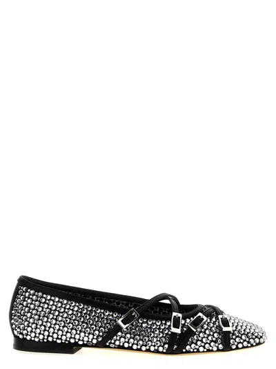 Mach&mach Mach & Mach 'crystal Net' Ballet Flats In Black