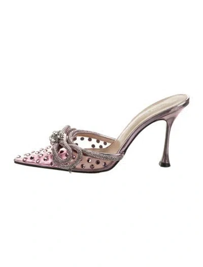 Pre-owned Mach&mach Crystal Patterned Mules In Pink