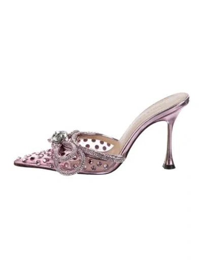 Pre-owned Mach&mach Crystal Patterned Mules In Purple