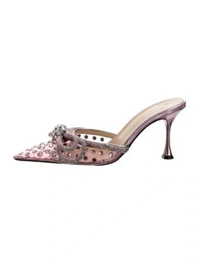 Pre-owned Mach&mach Crystal Polka Dot Print Mules In Pink