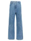 Mach&mach Crystal Ribbon Hot Fix Jeans In Blue