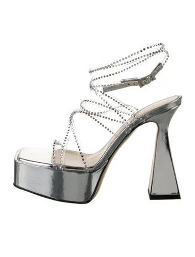 Pre-owned Mach&mach Crystal Sandals In Silver