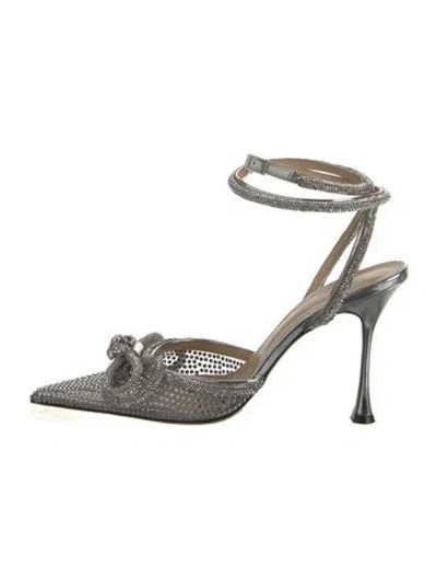 Pre-owned Mach&mach Crystal Slingback Pumps In Black