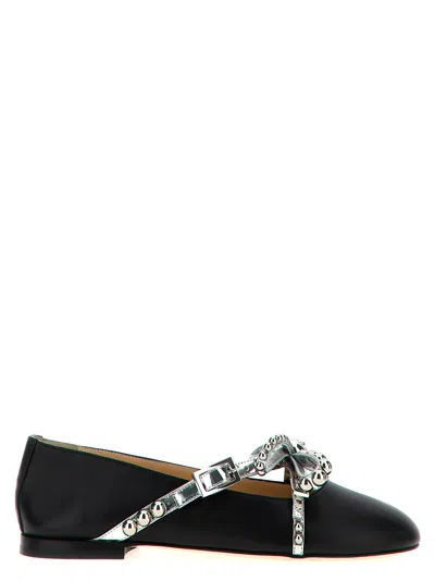 Mach&mach Mach & Mach 'crystal Studs' Ballet Flats In Black