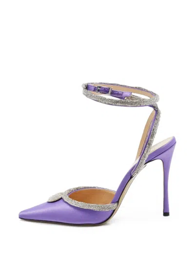Pre-owned Mach&mach Crystal-embellished Ankle-strap Pumps In 紫色
