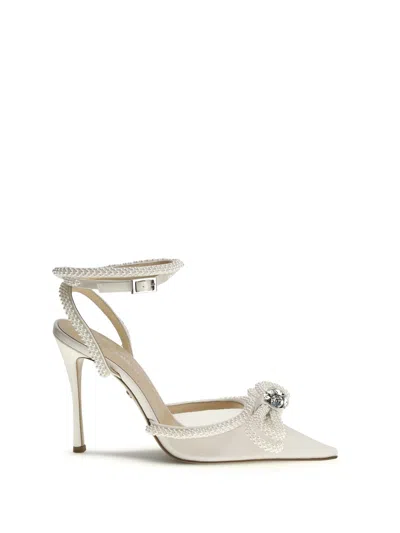 Mach&mach Mach & Mach Crystal-embellished Double Bow Satin Pumps In White