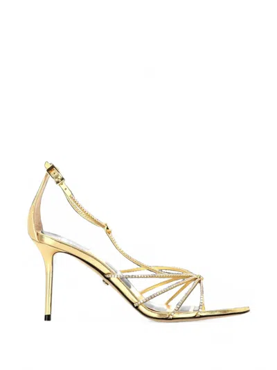 Mach&mach Crystal-embellished Metallic Leather Sandals In Multi