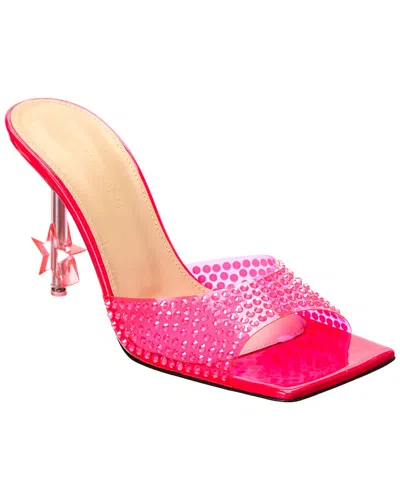 Mach&mach Mach & Mach Crystal-embellished Star Vinyl & Leather Mule In Pink