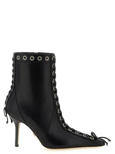 Mach&mach Mach & Mach 'crystalized Corset' Ankle Boots In Black