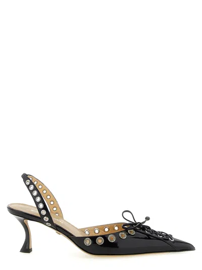 MACH&MACH CRYSTALIZED CORSET PUMPS BLACK
