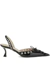 Mach&mach Crystallised Corset Slingback Pumps In Black