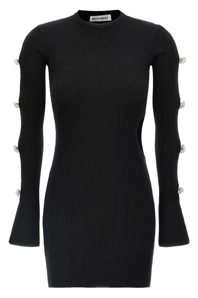 Mach&mach 'cut-out Crystal Bow' Dress In Black