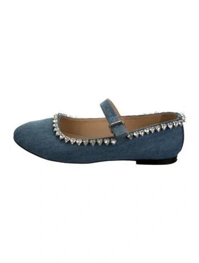 Pre-owned Mach&mach Denim Mary Jane Flats In Blue