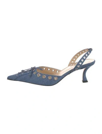 Pre-owned Mach&mach Denim Slingback Pumps In Blue