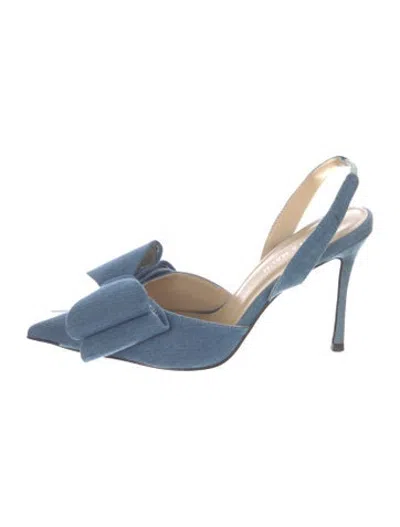 Pre-owned Mach&mach Denim Slingback Pumps In Blue